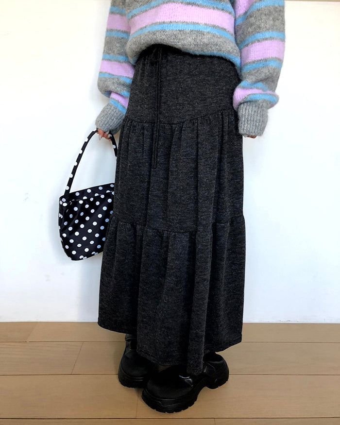 Been Melange Long Flare Skirt
