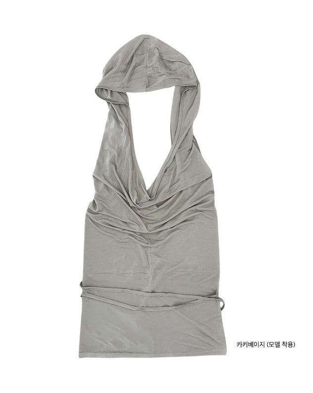 Desert Cowl Neck Hooded Drape Top