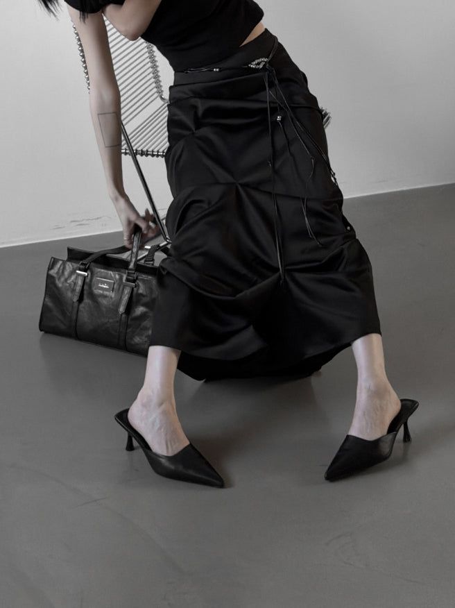 Glopin Drape Satin Skirt