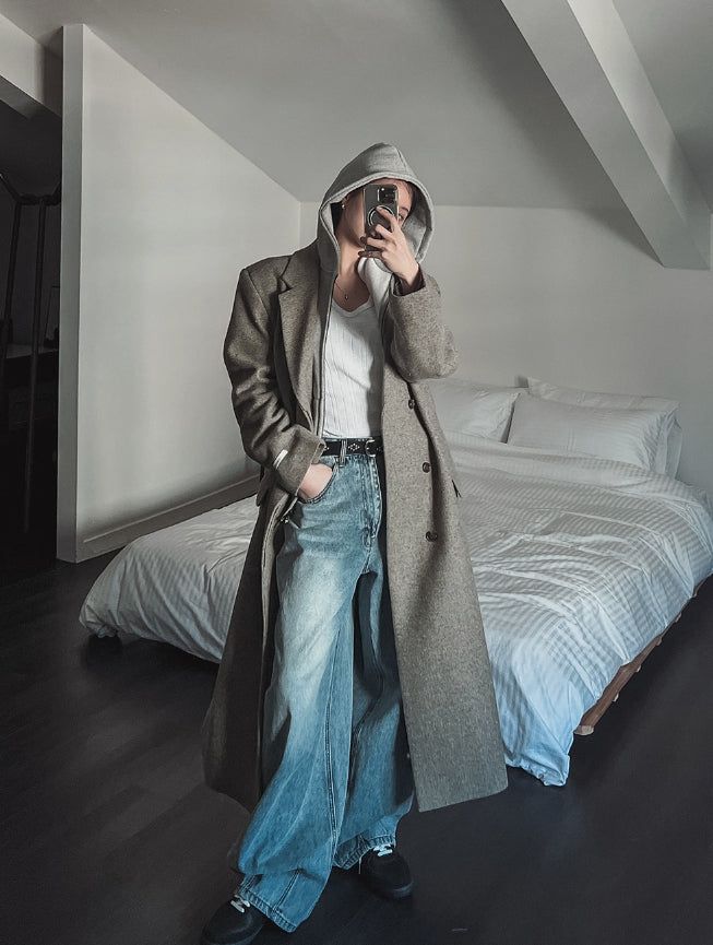 [wool80%] Mori Maxi Wool Hidden Coat