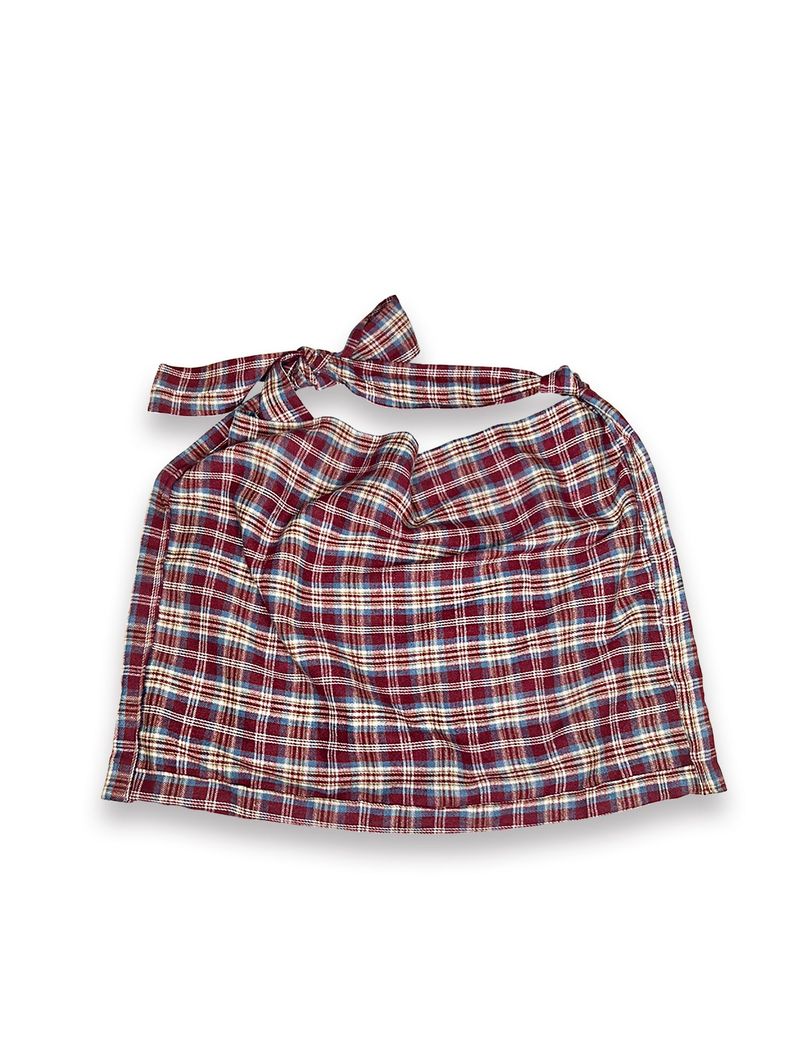 000 Design Check Tie Bag / Burgundy