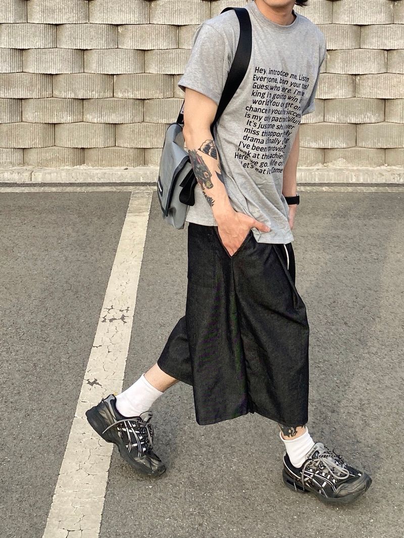 One tuck denim bermuda pants 1C