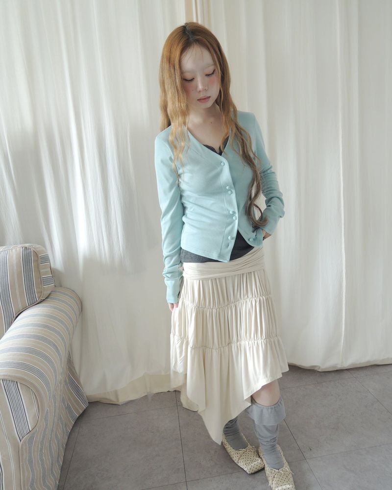 NUPHLO(ニューフロー)の「KHAN DRAPE SHIRRING UNBALANCED SKIRT(Skirts)」
