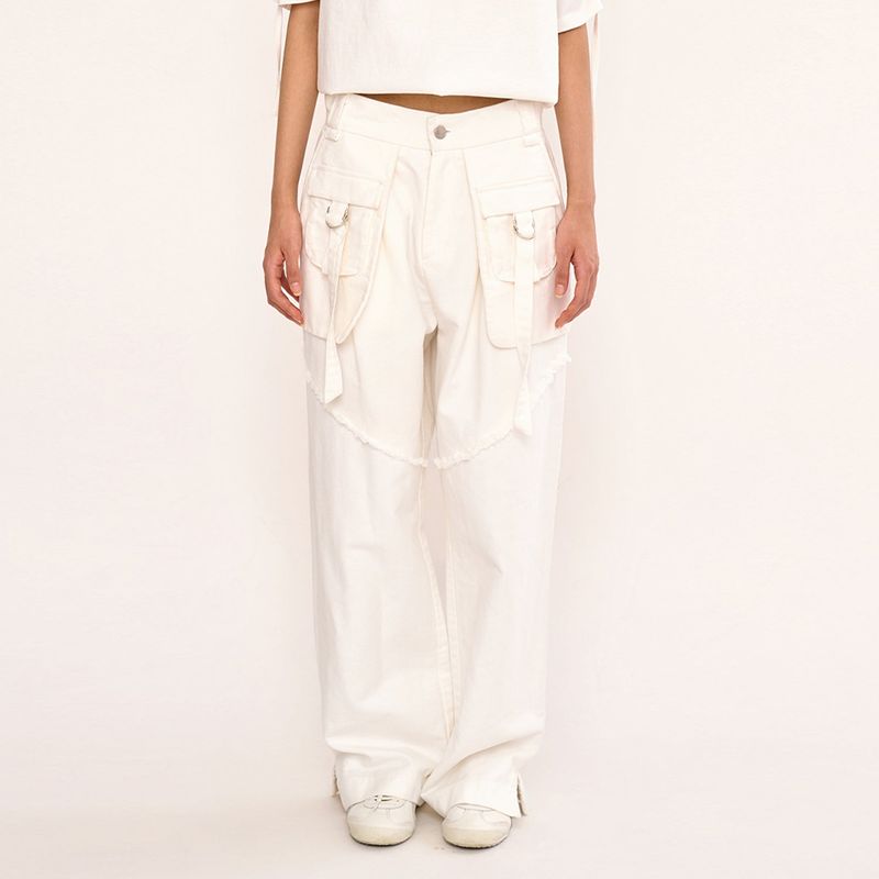 Layered Pocket Pant - White
