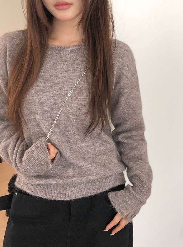 Baran Wool Loose Fit Long Sleeve Button Knit
