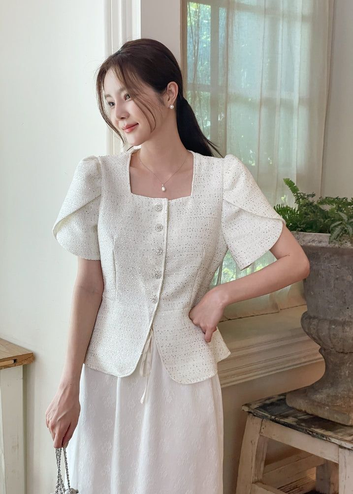 iam mari(アイアム マリ)の「Beno Square Spangled Tulip Tweed Jacket (Belt Set)(Jackets/Outerwear)」