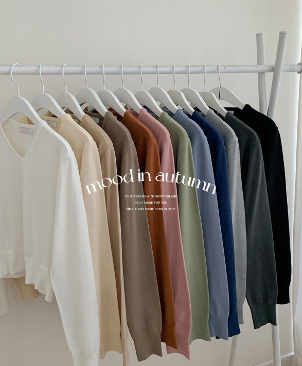 Standard Crop V-neck Knit (12color)