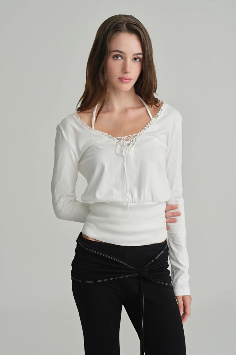 Hazel eyelet top, White