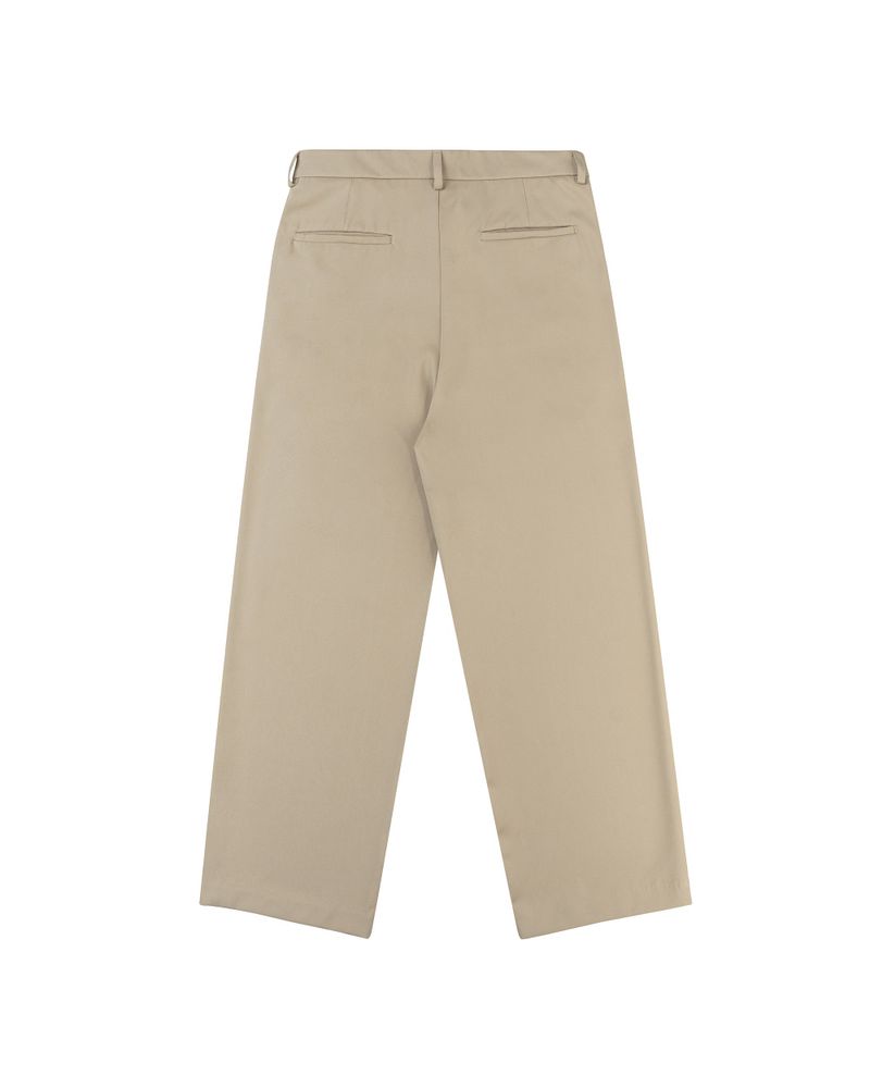 Metal Label Wide Trouser Pants - Cream