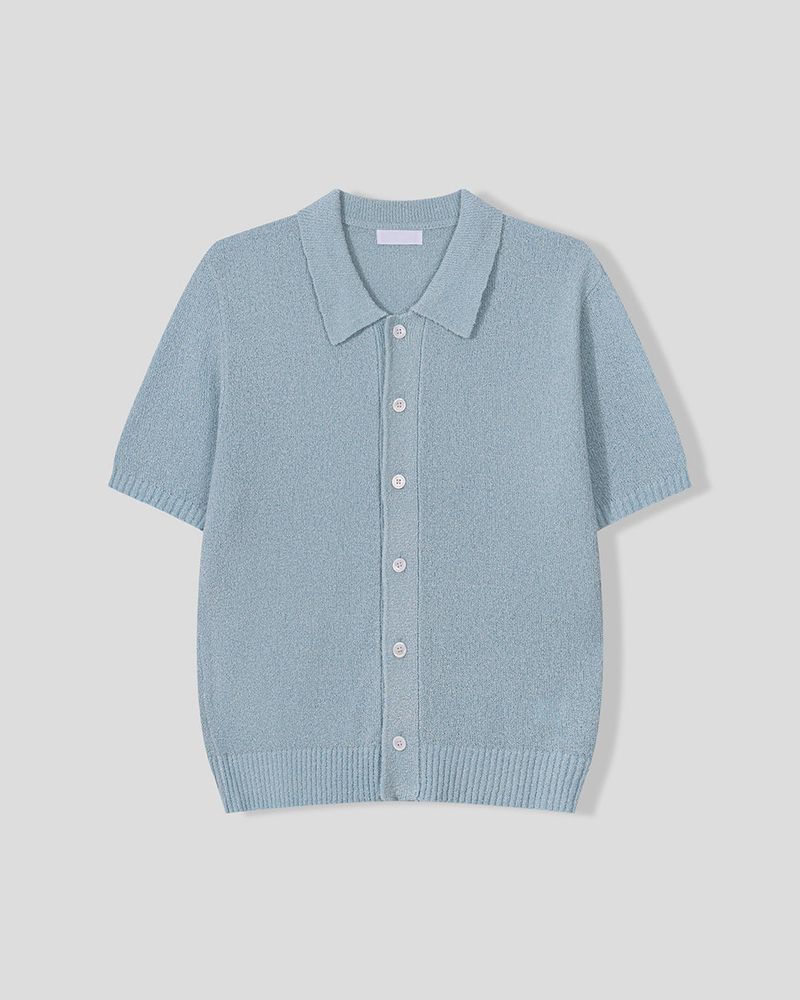 Bluema Bouclé Collar Short Sleeve Cardigan