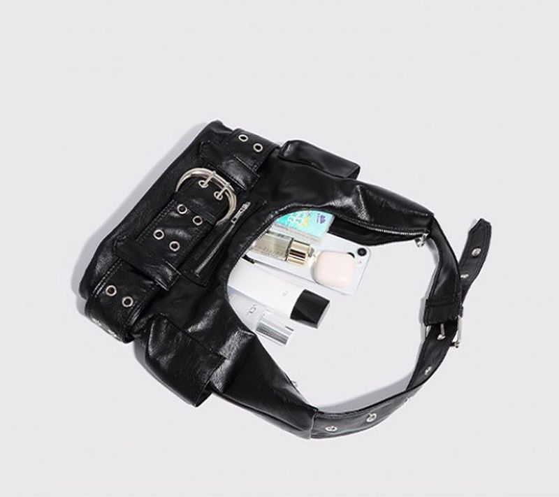 Big Buckle Pocket Punching Shoulder Bag