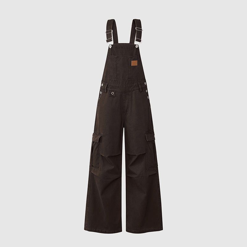 Multi Pocket Cargo Wide Leg Overall Pants