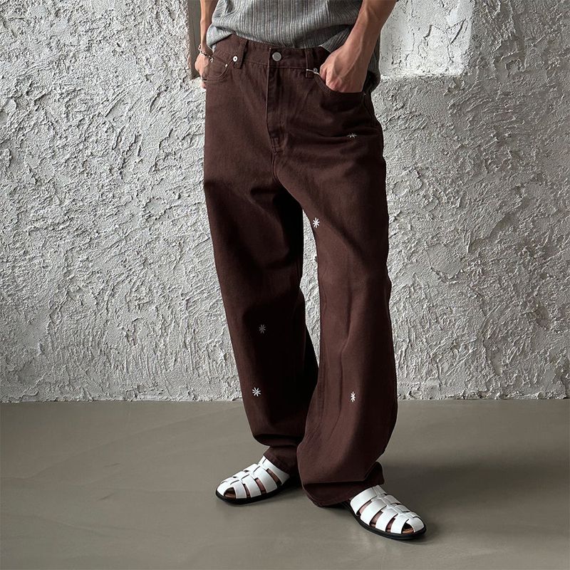 Minimal patch semi wide pants (3color)