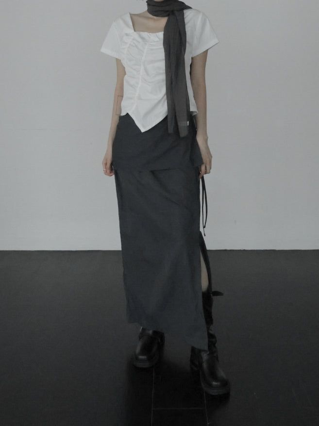 Lear Square Shirring Blouse