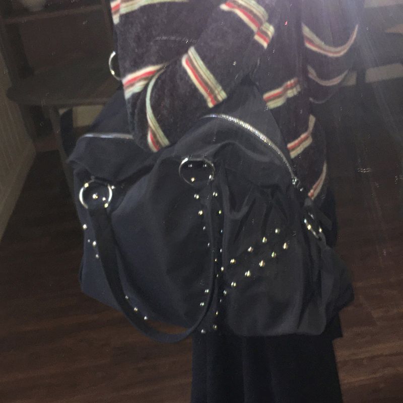 Pillon nylon stud big shoulder bag