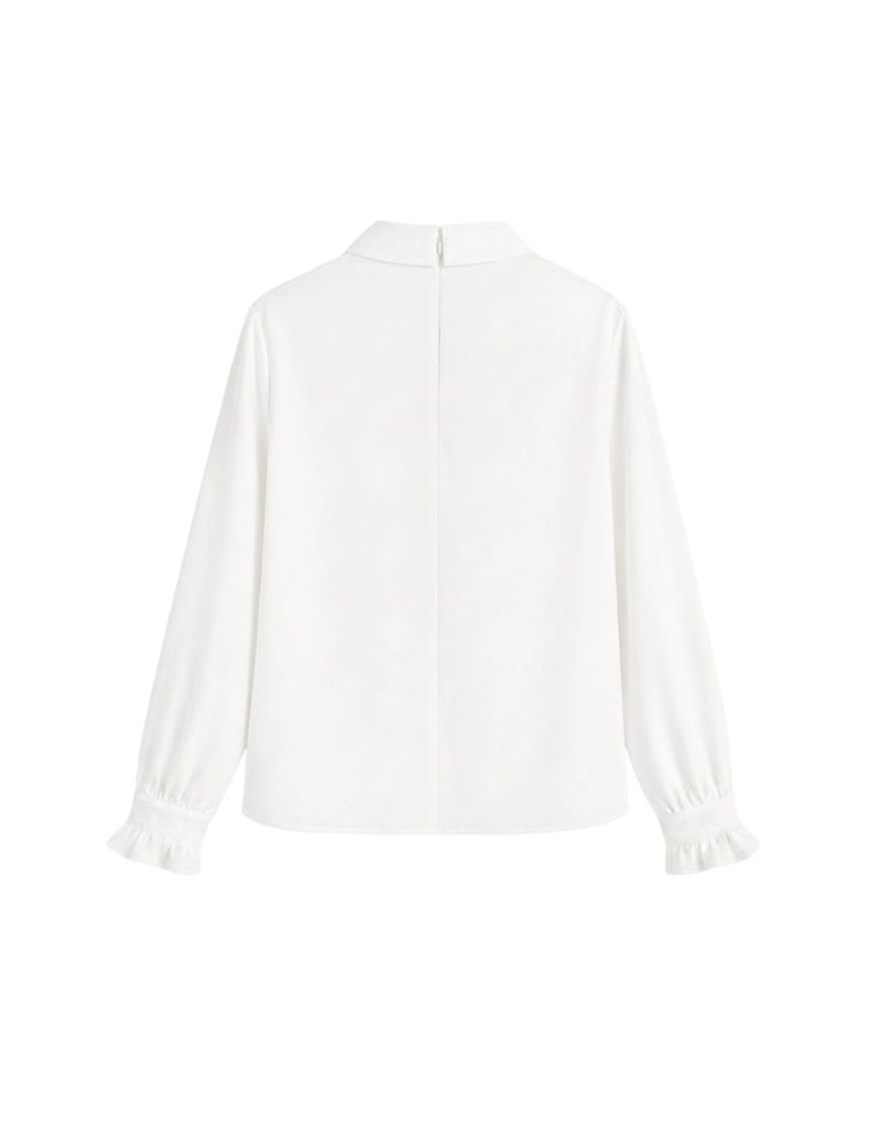 [PRE- FALL] Léa Ruffle Cutout Buckle Long-Sleeve Blouse Ivory