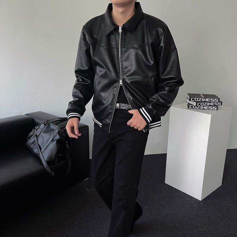 Louis Leather Sporty Crop Jacket (2 colors)