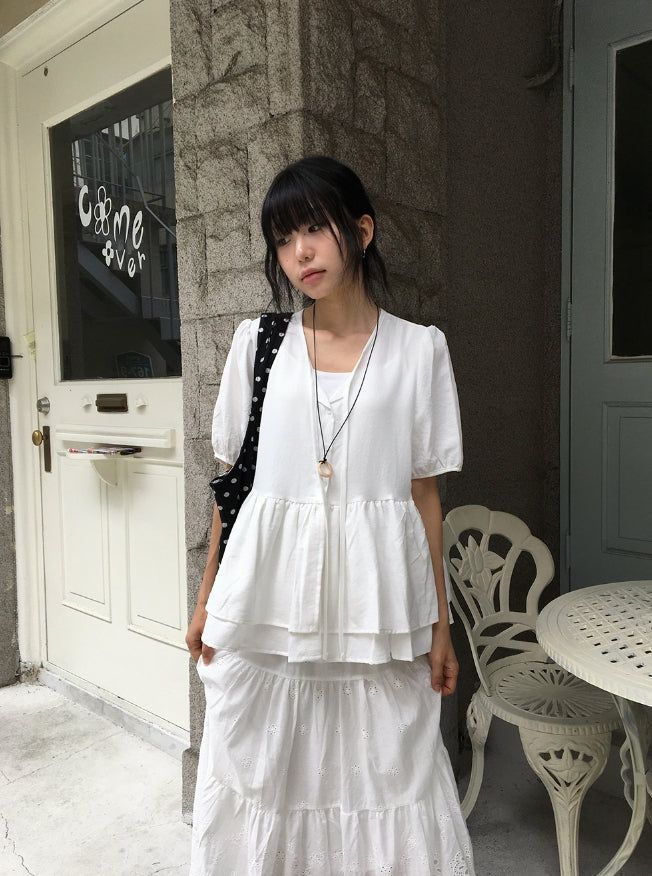 Bonomi Vintage Punching Tiered Banding Long Skirt