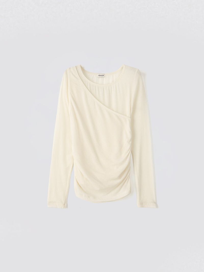 Shirring Layered Tee_Ivory
