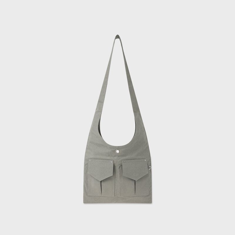 Fabric 2 Pocket Flat Cross Bag Set (Light Khaki)