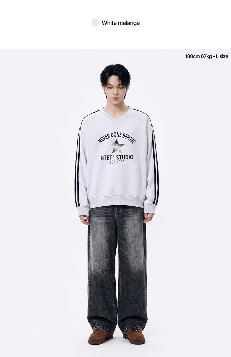 neverstar track v-neck sweatshirt (4color)