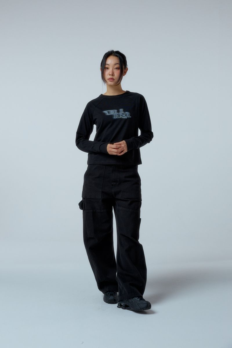 EEERRR Distorted Logo raglan long sleeve (Black)