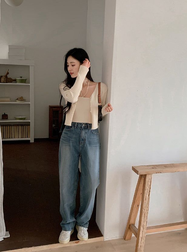 BL Washing Denim Wide Pants
