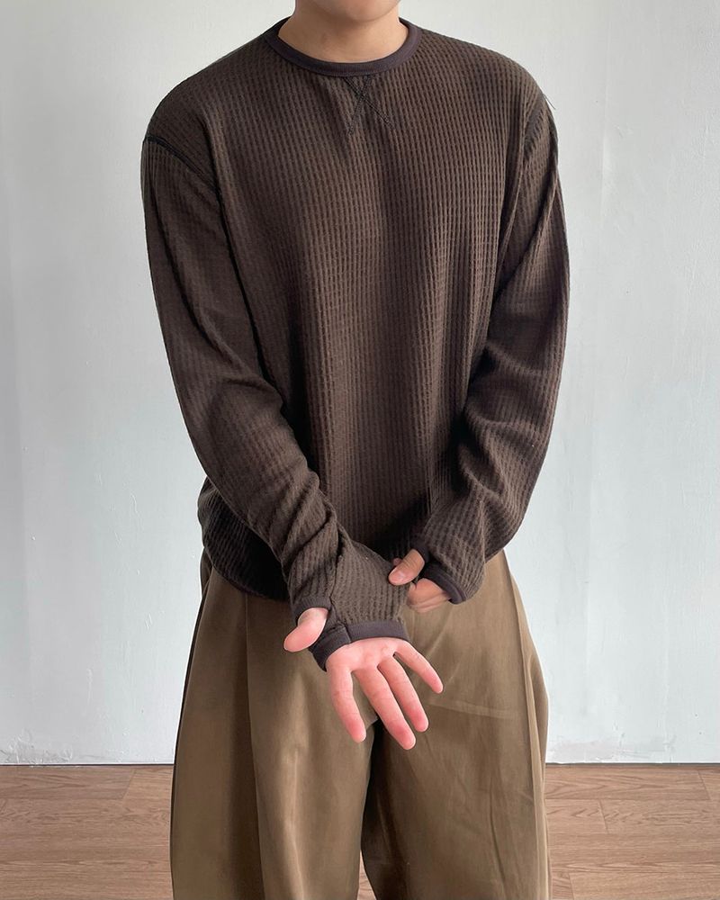 Waffle Crop Long Sleeve Tee