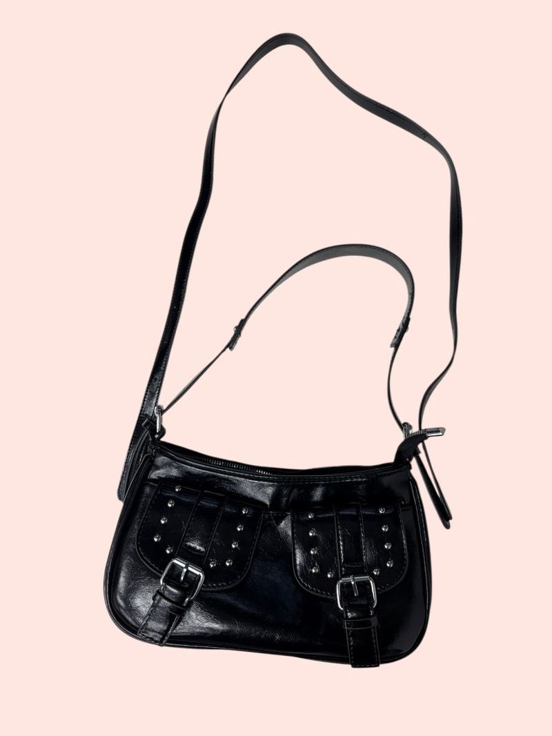 buckle stud shoulder bag