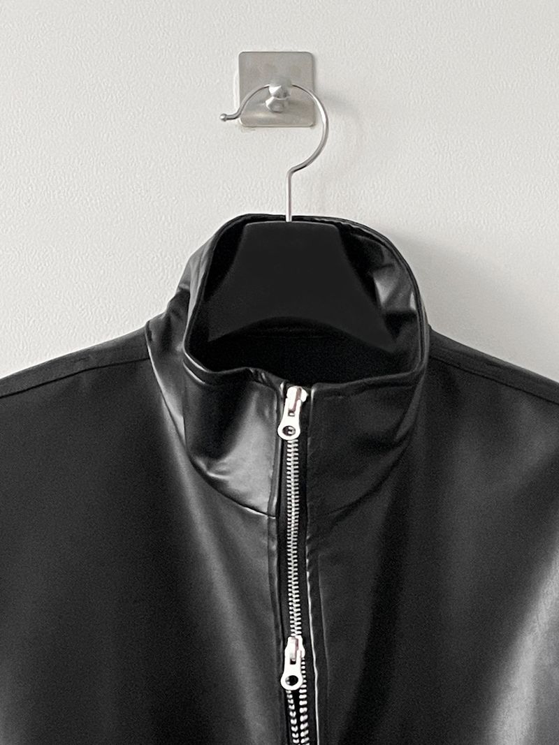 Simple leather string jacket