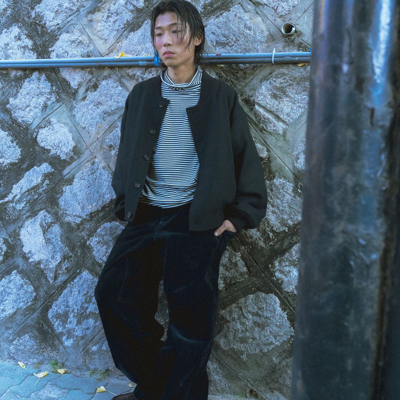 Wool blouson jacket / Black