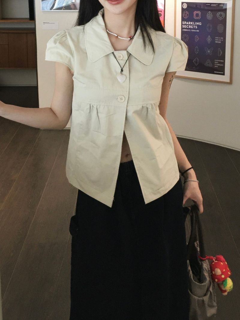 Eddie Collar Short Sleeve Blouse (2c)