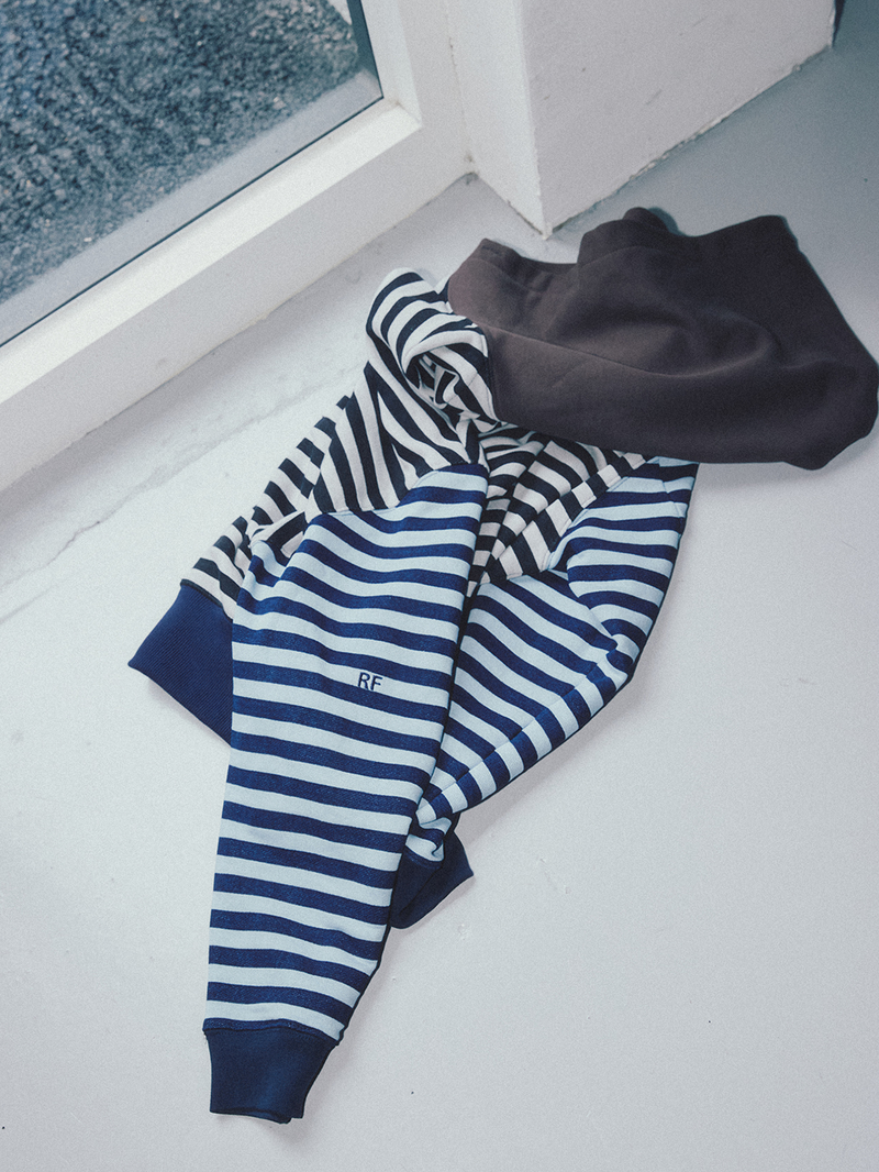 Colorblock Hoodie Indigo Stripe