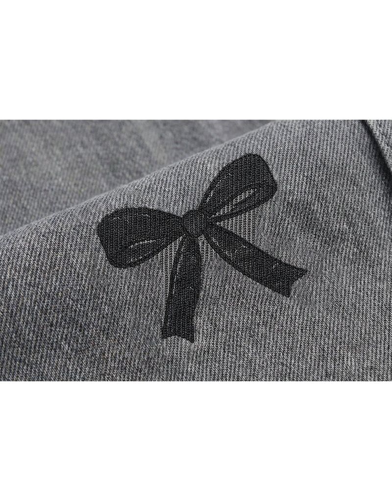 [PRE-FALL] Bella Ribbon Printed Straight Wide Grey Denim
