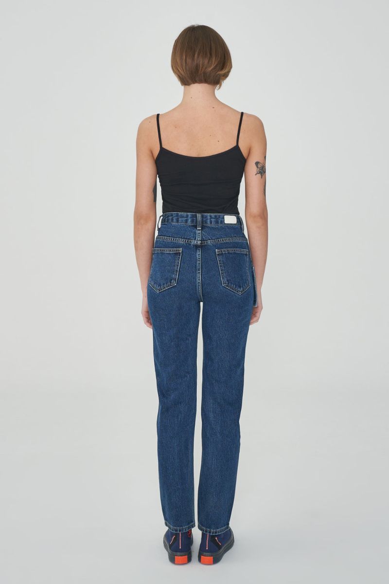 STRAIGHT FIT SNAP POCKET DENIM PANTS [6888]