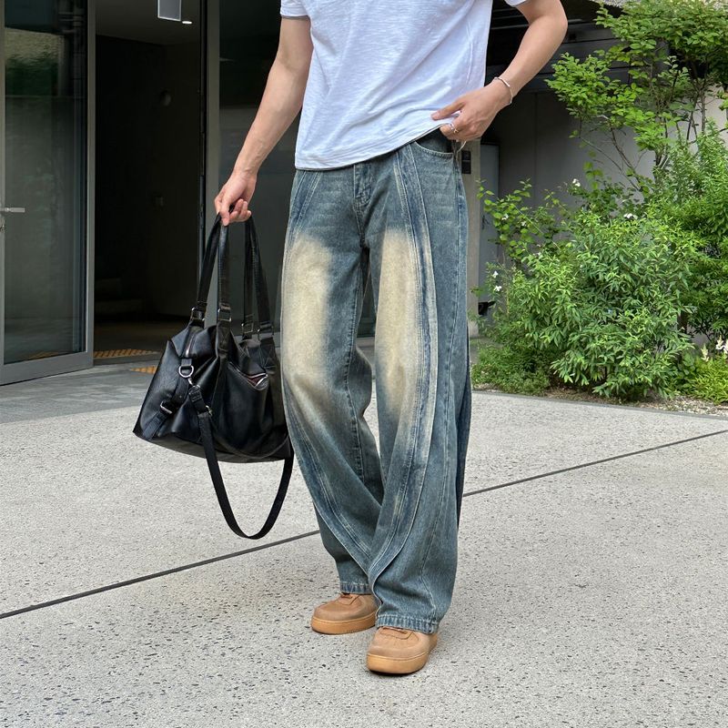 LMN Levy Curve Slit Wide Denim Pants (2 colors)
