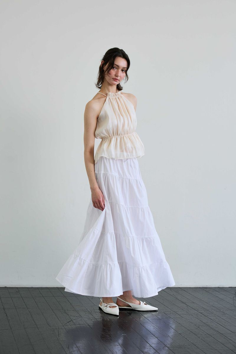 PEARL HALTERNECK TOP / IVORY