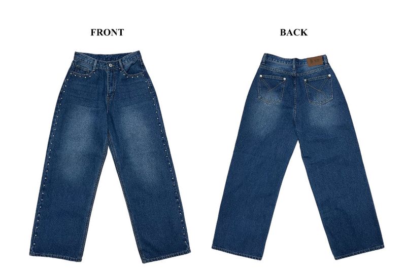 Sia Ball Stud Wide Denim Pants