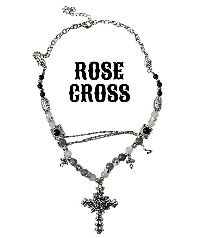 Rose Cross Layered Chain Necklace