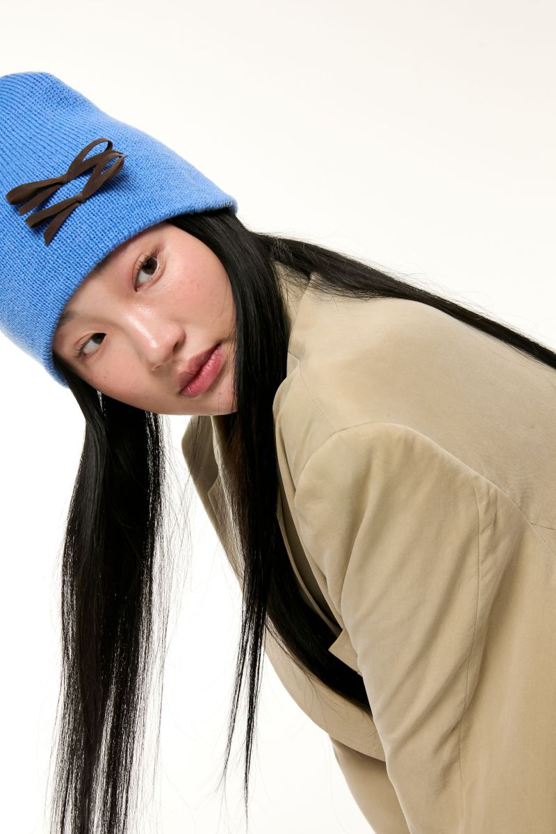 MINI RIBBON BEANIE / BLUE