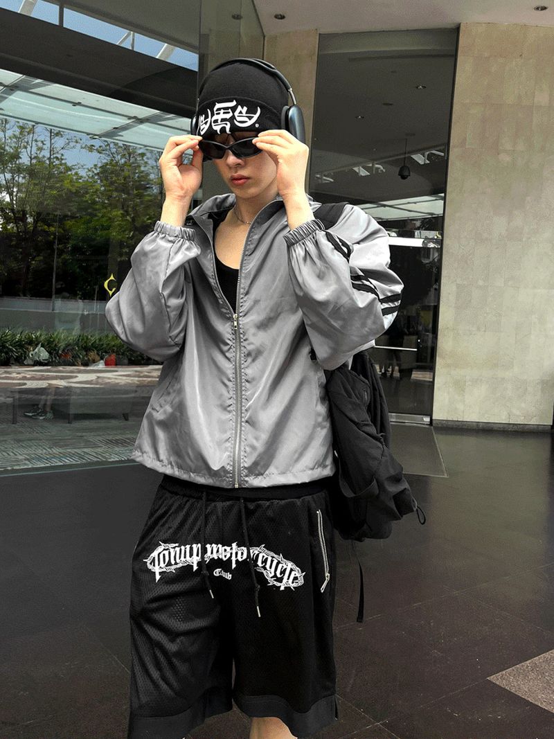 Lightweight High-Neck Side Track Wind Jacket