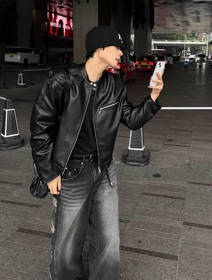 The Of Premium Crop Leather Jacket