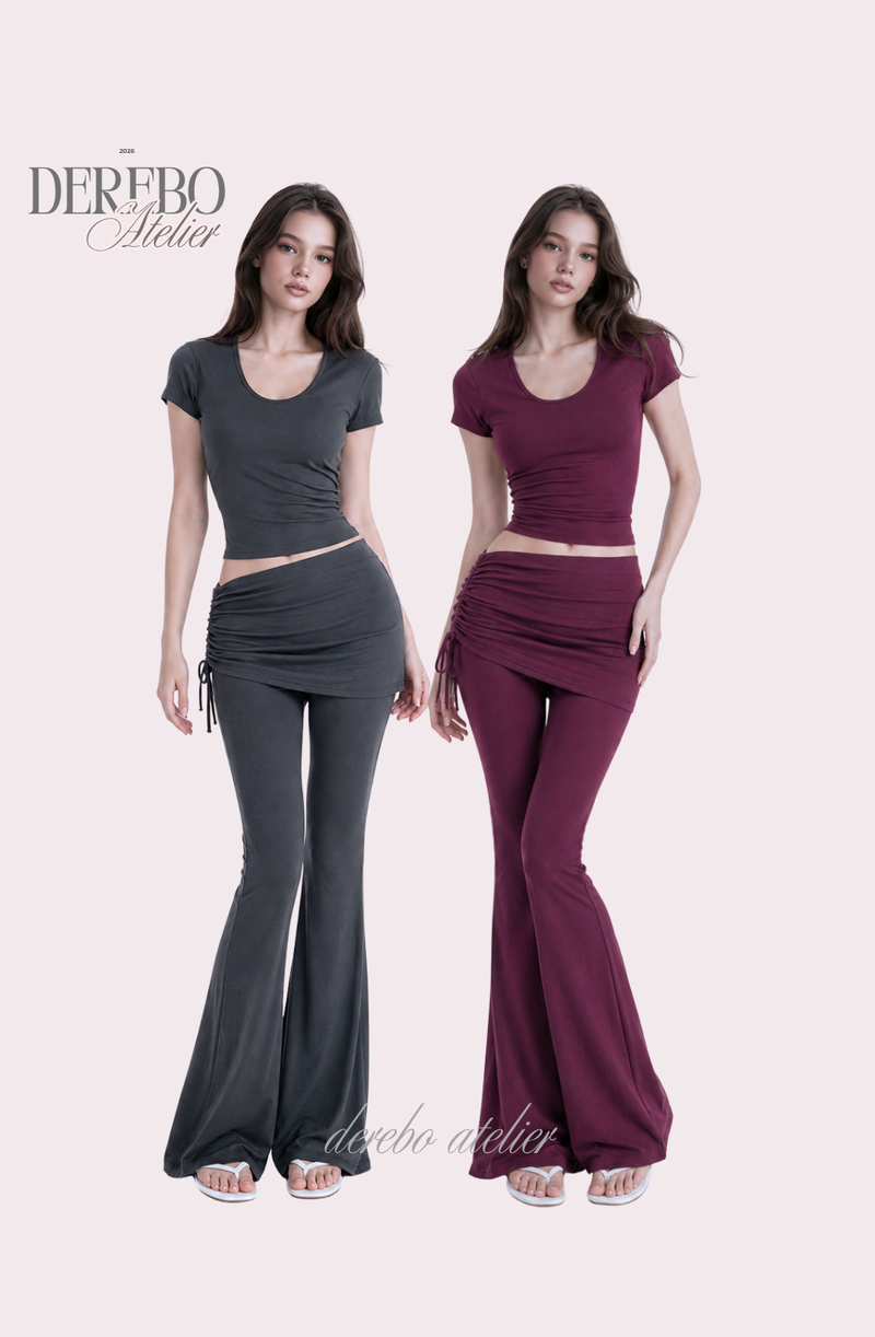 Liiv short-sleeve cap training shirring pants set (TOP)