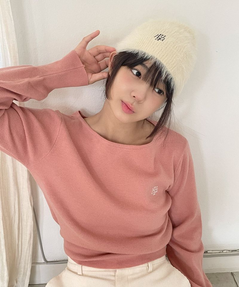 LOGO STITCH ANGORA BEANIE
