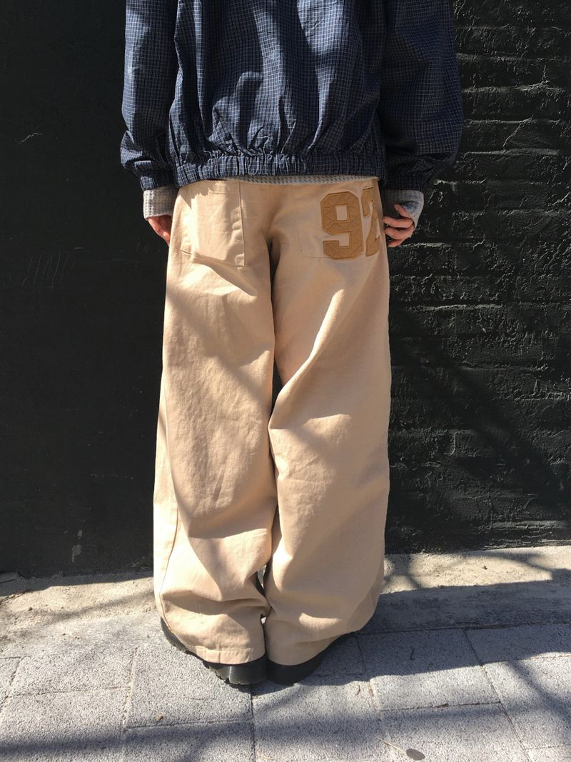 Numbering 92 Embroidered Cotton Wide Pants 3C