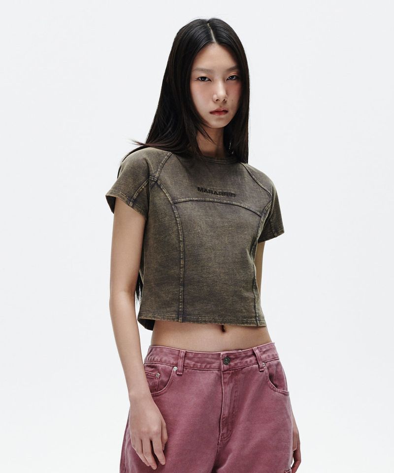 mahagrid(マハグリッド)の「WASHED CURVED TEE(Tops)」