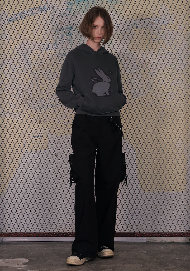 RABBIT ANGEL HOODIE_CHARCOAL