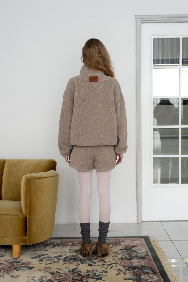 Teddy fleece shorts_mocha