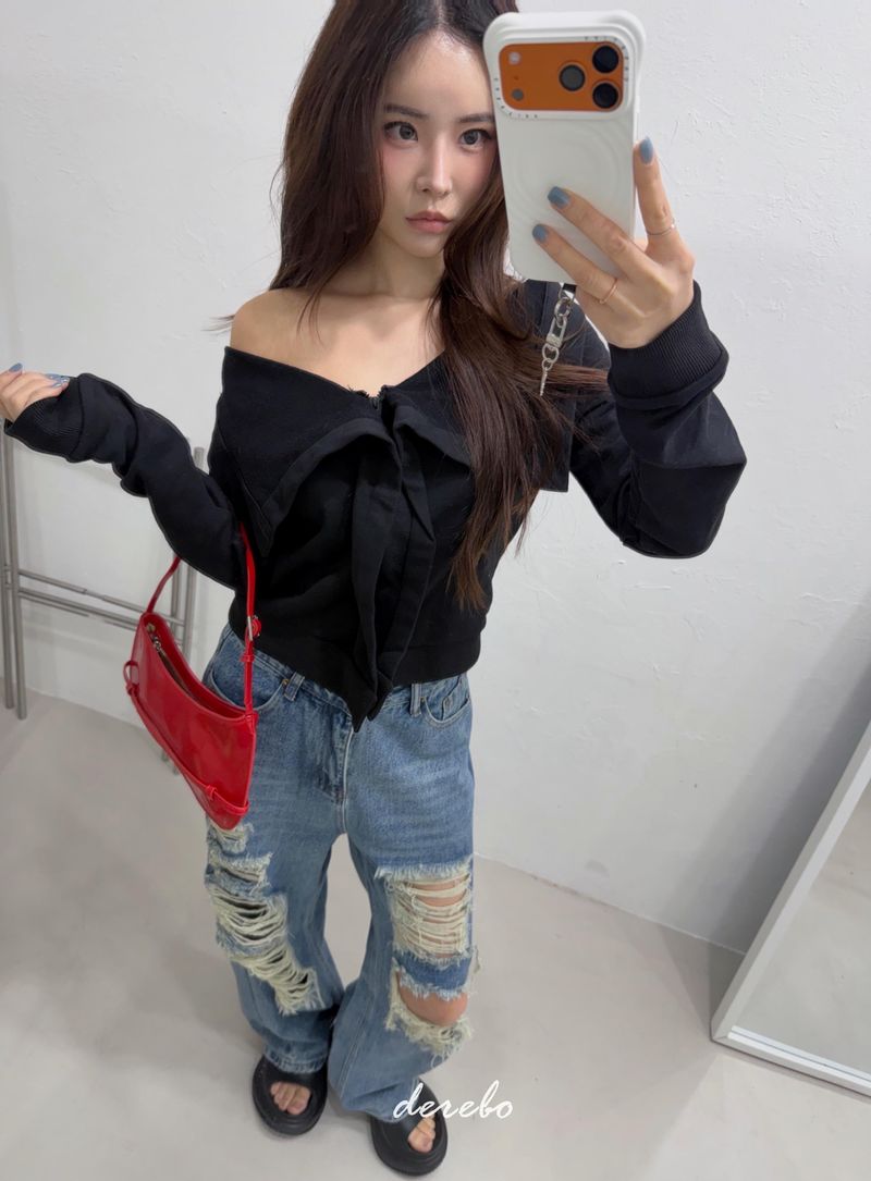 Vintage open wide denim pants