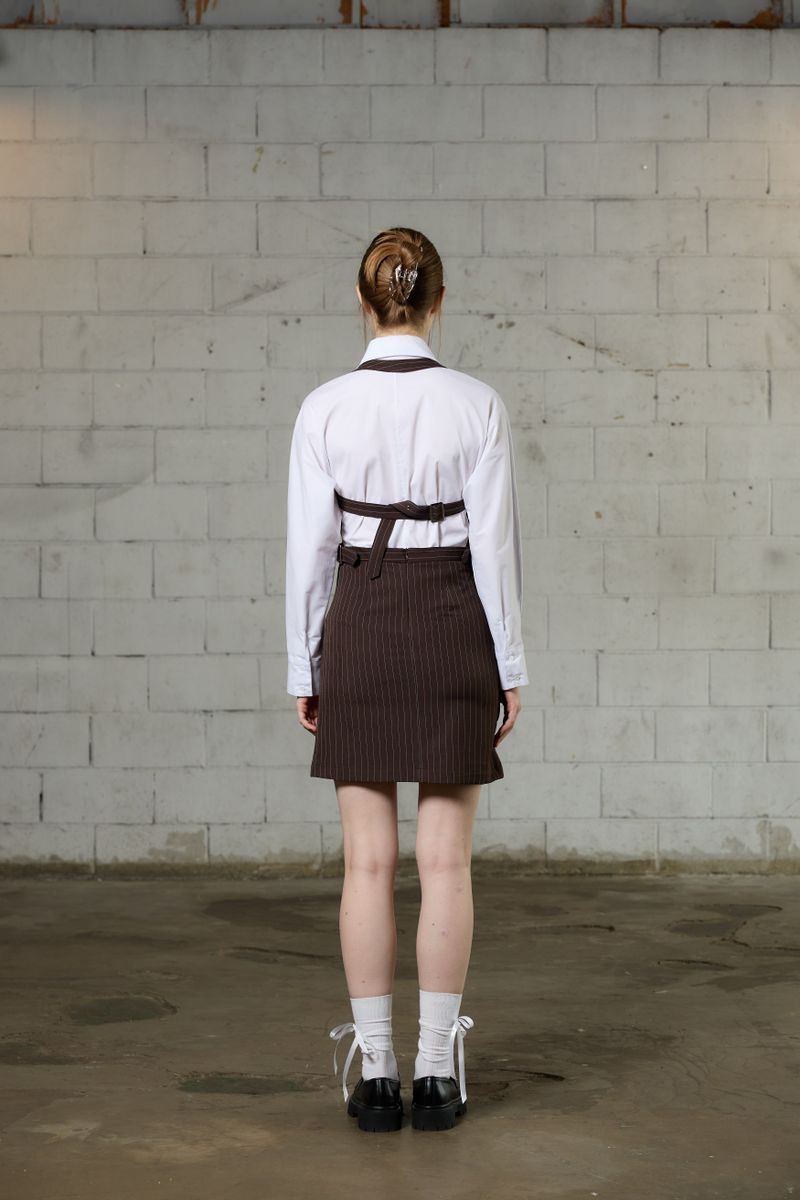 MEOW CROP MINI DRESS / BROWN